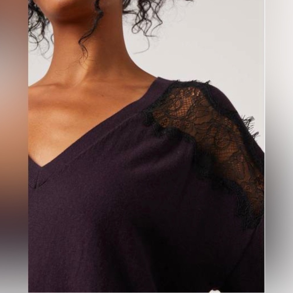 Bailey 44 Clara sweater eggplant with black lace